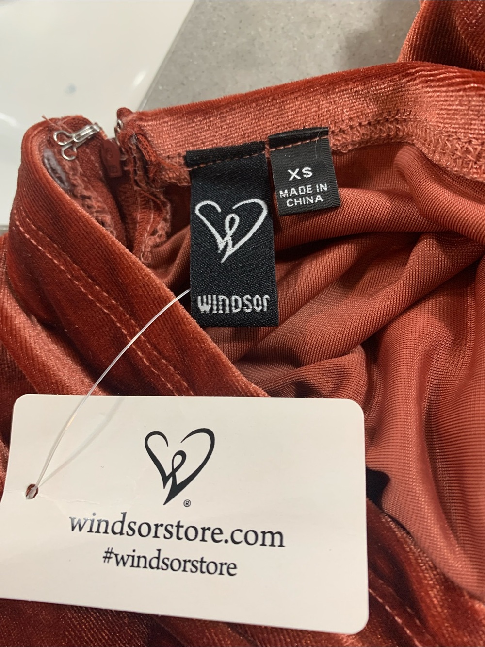 Windsor Rust Velvet Maxi Dress